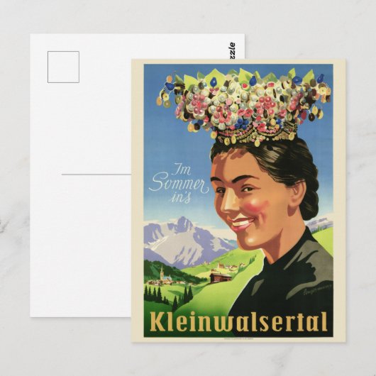 Kleinwalsertal Austria Vintage Poster Briefkaart (Voorkant / Achterkant)