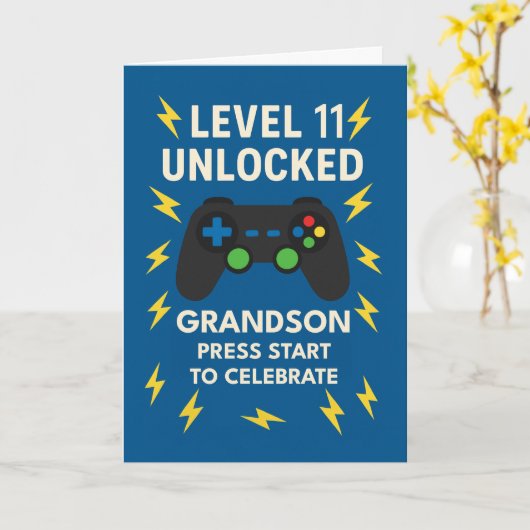 Kleinzoon 11e Verjaardag Game Controller Age11 Kaart (Gele Bloem)