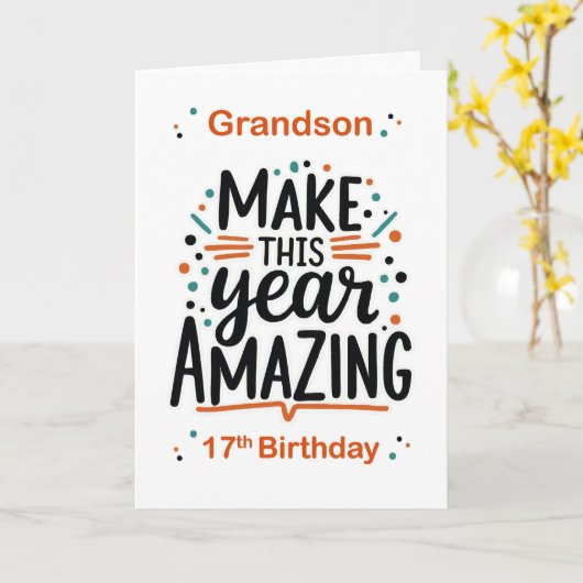 Kleinzoon 17e verjaardag maakt dit jaar geweldig kaart (Gele Bloem)