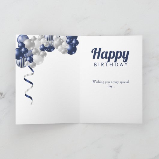 Kleinzoon 17e verjaardag Navy Balloon Kaart (Binnen)