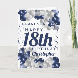 Kleinzoon 18e verjaardag Navy Balloon Kaart