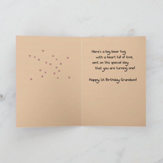 Kleinzoon 1e Verjaardag Beer Kaart (Binnen)