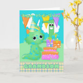 Kleinzoon 1e verjaardag Schattige monstertje Kaart (Gele Bloem)