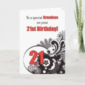 Kleinzoon, 21e verjaardag Religieuze Swirls Kaart (Voorkant)