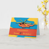 Kleinzoon, 3e verjaardag met helikopter kaart (Gele Bloem)