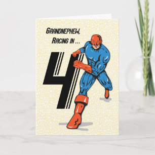 Kleinzoon 4de verjaardag Superheld Kaart