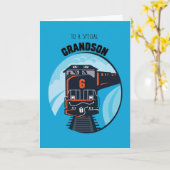 Kleinzoon 6e Verjaardagstrein op Blauw Kaart (Gele Bloem)