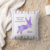 Kleinzoon 9e verjaardag Paarse Cute Hoppende Konij Kussen (Deken)