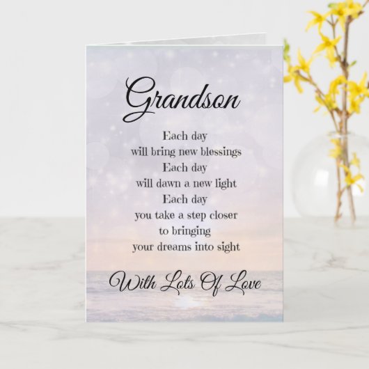 Kleinzoon Aanmoediging Gedicht ontwerp Groet Kaart (Gele Bloem)