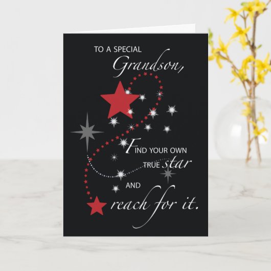 Kleinzoon Afstuderen Gefeliciteerd Scarlet Gray Kaart (Gele Bloem)