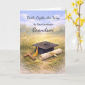 Kleinzoon Afstuderen Religieus Baret en Kruis Kaart (Gele Bloem)