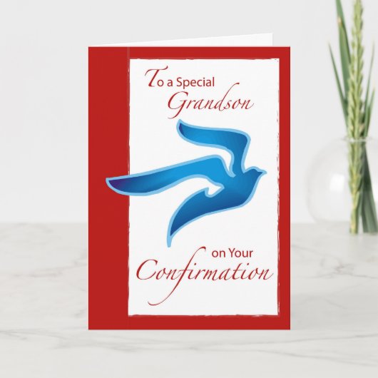 Kleinzoon bevestiging, blauwe duif kaart (Voorkant)