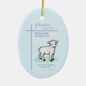 Kleinzoon Doop Blauw Lam Gepersonaliseerd Keramisch Ornament (Voorkant)