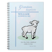 Kleinzoon Doop Blauw Lam Gepersonaliseerd Notitieboek (Voorkant)