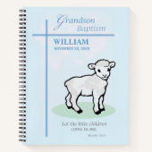 Kleinzoon Doop Blauw Lam Gepersonaliseerd Notitieboek (Voorkant)