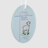 Kleinzoon Doop Blauw Lam Gepersonaliseerd Ornament (voorkant)