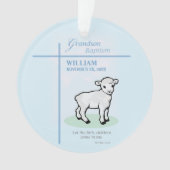 Kleinzoon Doop Blauw Lam Gepersonaliseerd Ornament (voorkant)