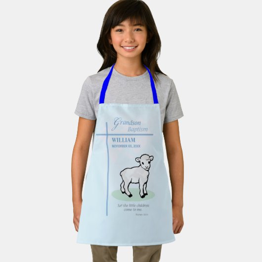 Kleinzoon Doop Blauw Lam Gepersonaliseerd Schort (Insitu)
