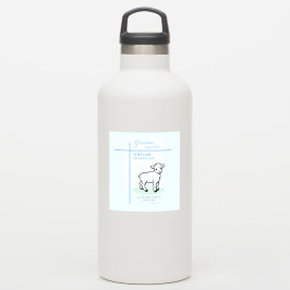 Kleinzoon Doop Blauw Lam Gepersonaliseerd Sticker