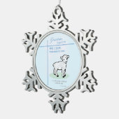 Kleinzoon Doop Blauw Lam Gepersonaliseerd Tin Sneeuwvlok Ornament (Rechts)