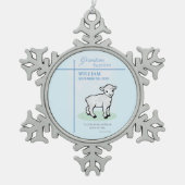 Kleinzoon Doop Blauw Lam Gepersonaliseerd Tin Sneeuwvlok Ornament (Voorkant)