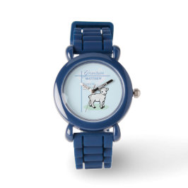 Kleinzoon Doop Blauwe Jongen Lam Gepersonaliseerd Horloge