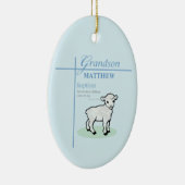 Kleinzoon Doop Blauwe Jongen Lam Gepersonaliseerd Keramisch Ornament (Rechts)