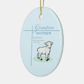Kleinzoon Doop Blauwe Jongen Lam Gepersonaliseerd Keramisch Ornament (Links)