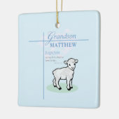 Kleinzoon Doop Blauwe Jongen Lam Gepersonaliseerd Keramisch Ornament (Links)