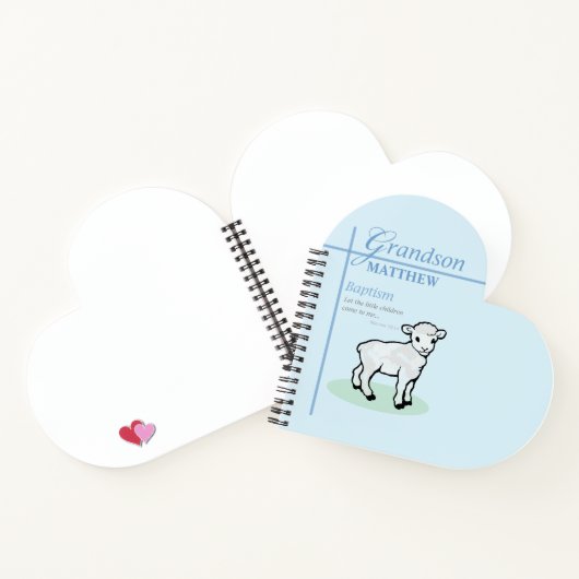 Kleinzoon Doop Blauwe Jongen Lam Gepersonaliseerd Notitieboek (Binnen)