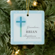 Kleinzoon doop Blauwe kant gepersonaliseerd