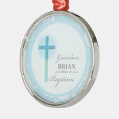 Kleinzoon doop Blauwe kant gepersonaliseerd Metalen Ornament (Links)