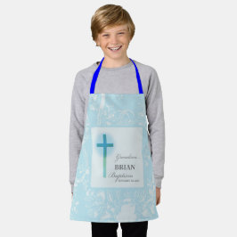 Kleinzoon doop Blauwe kant gepersonaliseerd Schort