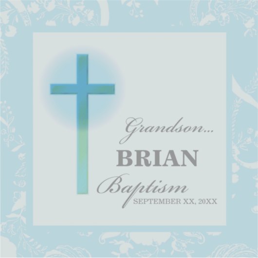 Kleinzoon doop Blauwe kant gepersonaliseerd Sticker (Voorkant)