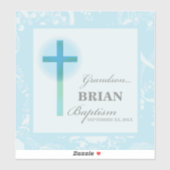 Kleinzoon doop Blauwe kant gepersonaliseerd Sticker (Vel)