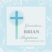 Kleinzoon doop Blauwe kant gepersonaliseerd Sticker (Voorkant)