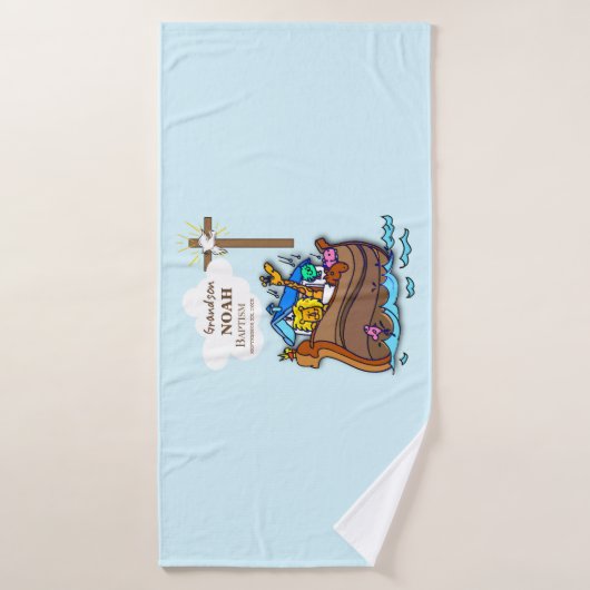 Kleinzoon Doop Noah's Ark Gepersonaliseerd Badhanddoek (Badhanddoek)