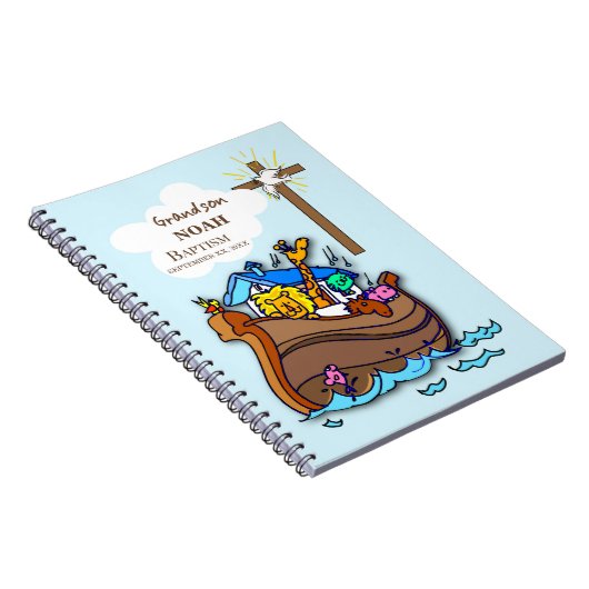 Kleinzoon Doop Noah's Ark Gepersonaliseerd Notitieboek (Rechterzijde)