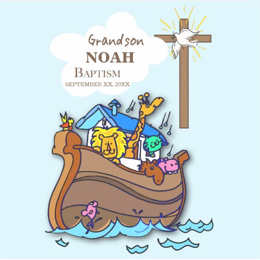 Kleinzoon Doop Noah's Ark Gepersonaliseerd Sticker (Voorkant)