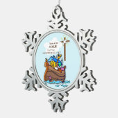 Kleinzoon Doop Noah's Ark Gepersonaliseerd Tin Sneeuwvlok Ornament (Rechts)