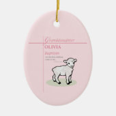 Kleinzoon Doop Roze Lam Persoonlijk Keramisch Ornament (Voorkant)
