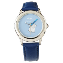 Kleinzoon Dooppak op Baby Blue Gepersonaliseerd Horloge