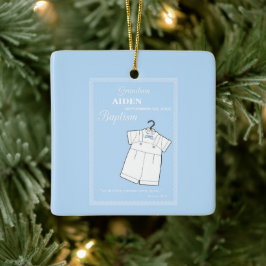 Kleinzoon Dooppak op Baby Blue Gepersonaliseerd Keramisch Ornament