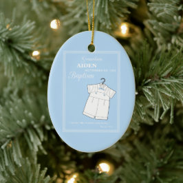 Kleinzoon Dooppak op Baby Blue Gepersonaliseerd Keramisch Ornament