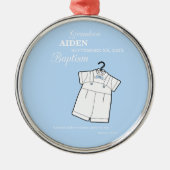 Kleinzoon Dooppak op Baby Blue Gepersonaliseerd Metalen Ornament (Voorkant)