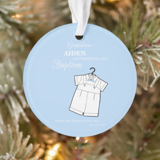 Kleinzoon Dooppak op Baby Blue Gepersonaliseerd Ornament (Boom)