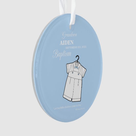 Kleinzoon Dooppak op Baby Blue Gepersonaliseerd Ornament (voorkant)