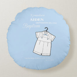 Kleinzoon Dooppak op Baby Blue Gepersonaliseerd Rond Kussen