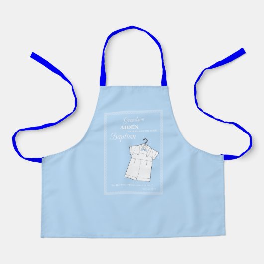 Kleinzoon Dooppak op Baby Blue Gepersonaliseerd Schort (Voorkant)