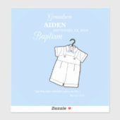 Kleinzoon Dooppak op Baby Blue Gepersonaliseerd Sticker (Vel)